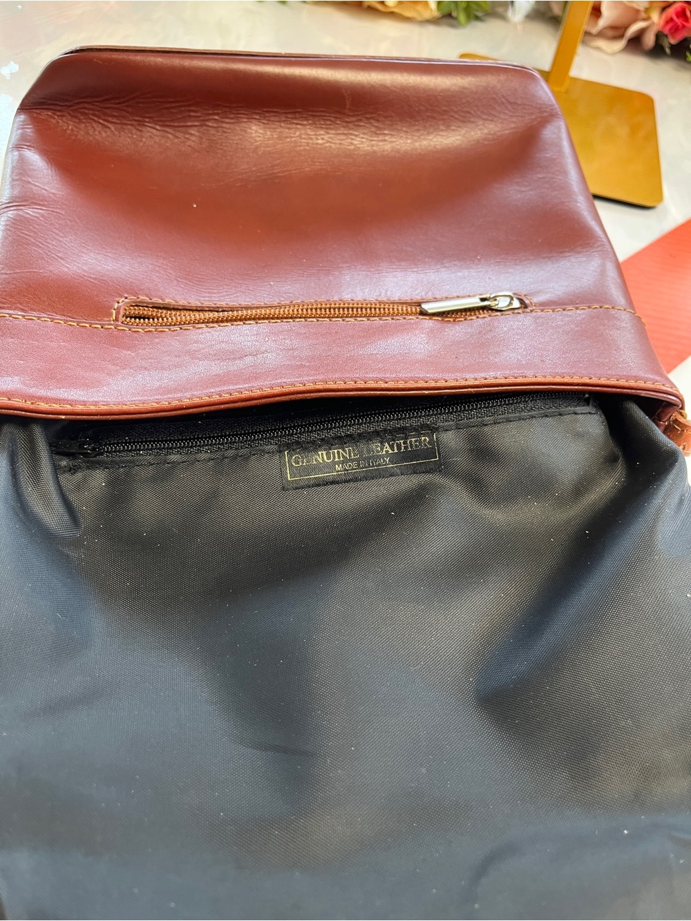 Vera Pelle Genuine Leather Italian Crossbody Shoulder Bag Brown - Picture 9 of 16